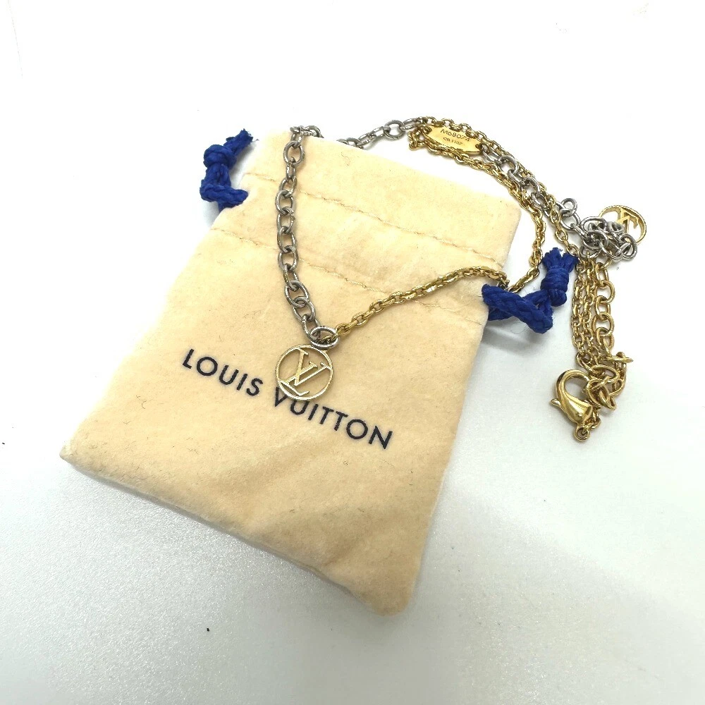 LOUIS VUITTON（LV） Collana LOUIS VUITTON Logomania Bicolore M68074 Borsa Portaoggetti Oro Argento Metallo LV