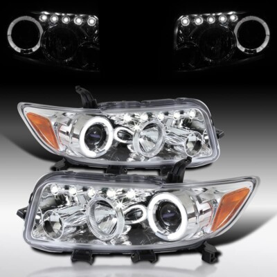 Chrome Fits 2008-2010 Scion xB LED Halo Projector Headlights Lamps L+R Pair Set