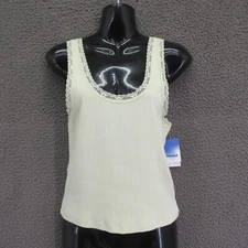 Abound Camisole Tank Top Women’s Large Green Wash Lace Trim Cotton Blend #4884