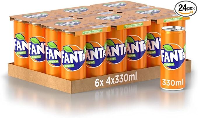 Fanta Original Sabor A Naranja – 24 Latas De 330 Ml, Con Jugo De Naranja
