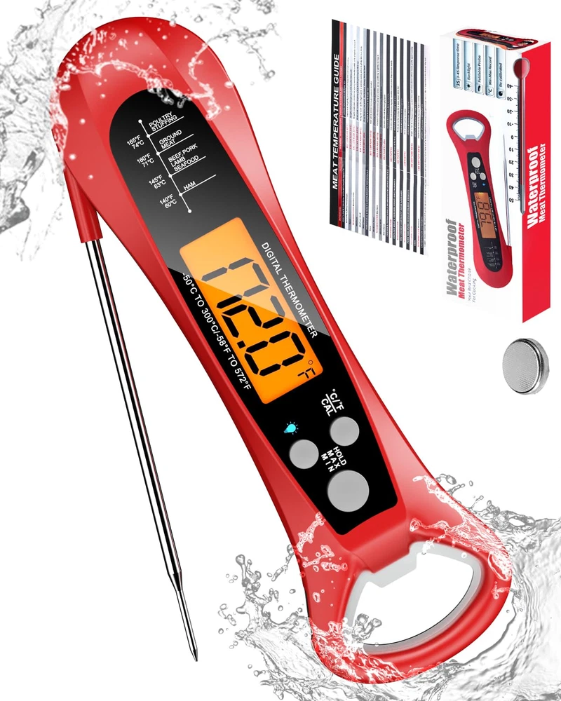Meat Thermometer Digital, Instant Read Meat Thermometer for Grill and Cooking, W