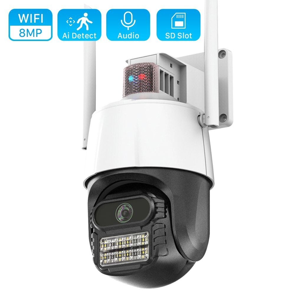 8MP WiFi IP Camera with Anti theft Siren Alarm Human Detect 