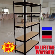 BLACK - 5 TIER METAL SHELVING UNIT STORAGE RACKING SHELVES GARAGE WAREHOUSE SHED