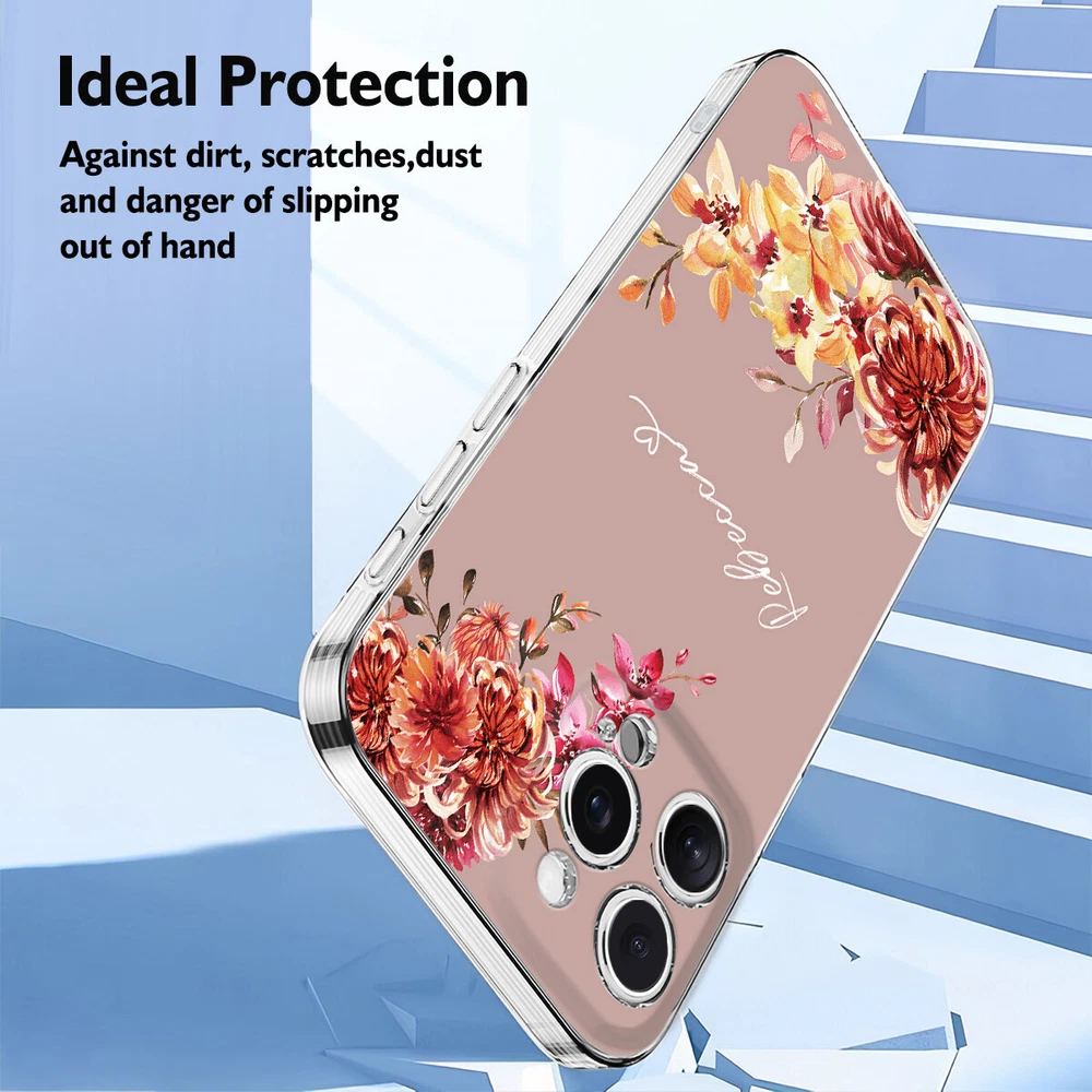 Floral TPU Phone Case for iPhone 15 16 Plus 14 13 12 11 XS Pro Max