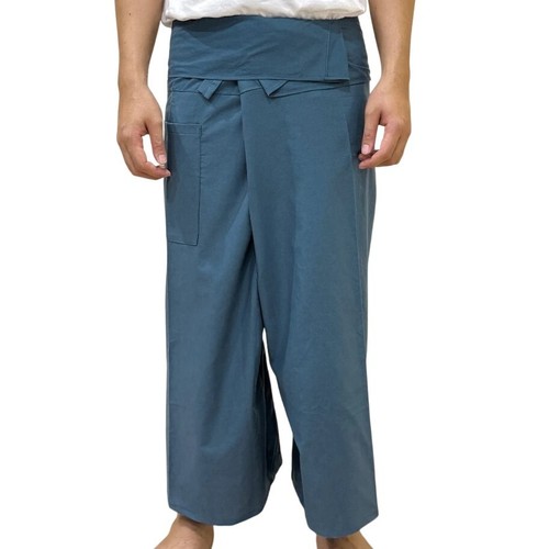 Thai Fisherman Pants Indigo Blue Cotton Casual Yoga Hippie Baggy Yoga Trousers - Picture 2 of 3