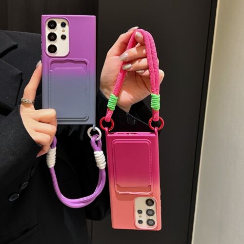 Two-Color Lanyard Card TPU Phone Case For Samsung Galaxy S24FE S23 A15 A55 A05S