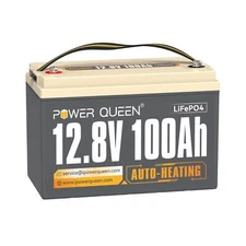 Power Queen 12V 100Ah Self Heating Lithium LiFePO4 Battery 100A BMS -Refurbished