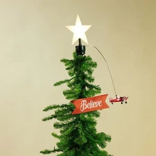 New Mr Christmas Cracker Barrel🎄Animated Lit Tree Topper Santa Airplane 
