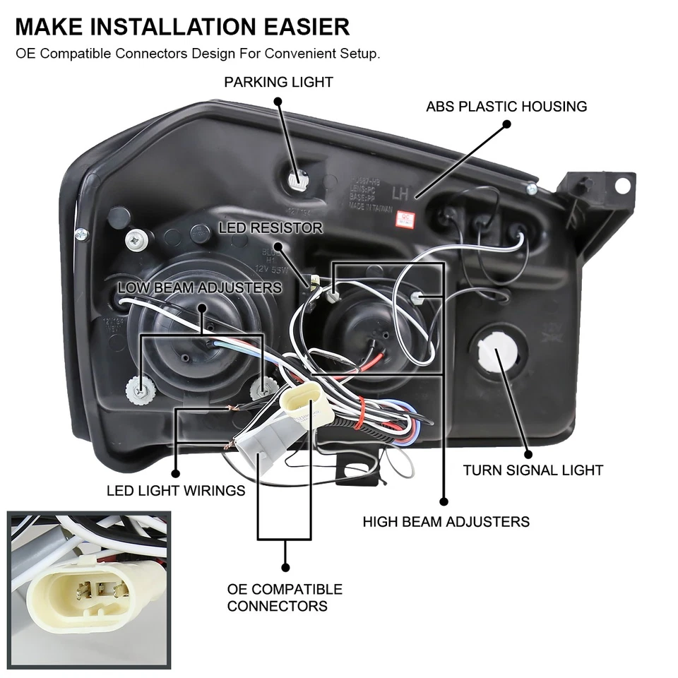 Clear Fits 2005-2007 Dodge Magnum LED Halo Projector Headlights Lamps Left+Right - Image 4 of 4