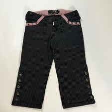 TRIPP NYC Capri Pants Vintage Bondage Black Pinstripe Skull Button Gothic Punk