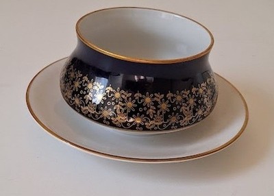 Vintage Weimar Gravy Boat Sauce Bowl Germany Porcelain Kobalt GDR Blue White