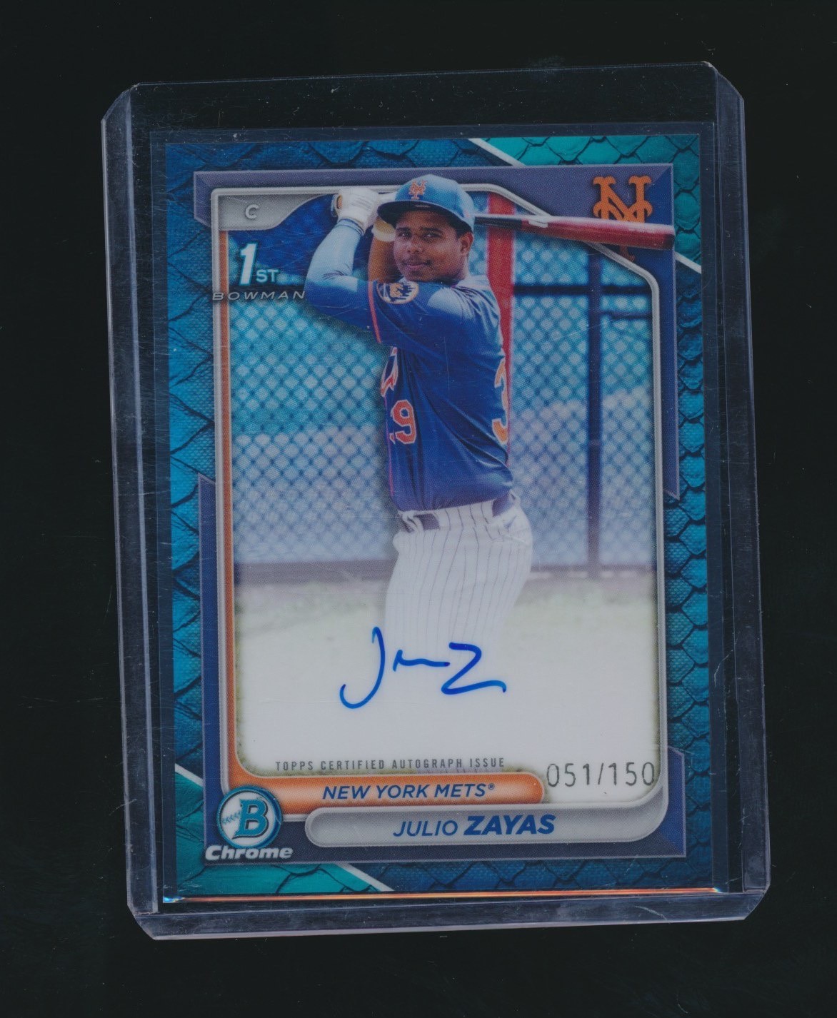JULIO ZAYAS 2024 BOWMAN CHROME 1ST BLUE REFRACTOR RC AUTO 051/150 #CPA-JZ