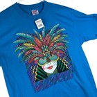 Vintage 1990 Mardi Gras Mask T Shirt Large Hanes USA Single Stitch NWT NOS