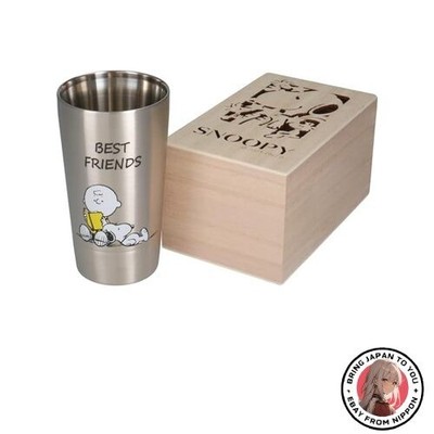 New PEANUTS Double-Sided Stainless Steel Tumbler Approx. 350ml Wooden Box Best