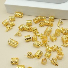 100pcs Gold Hair Jewelry for Braids Loc Jewelry Rings for Hair Adjustable Cuf...