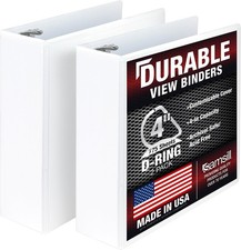Samsill Durable 4 inch 3 Ring Binder, Made in USA, D Ring Binder, 100%