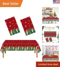 EUVBOKW 2 Pack Christmas Tablecloths, Plastic Xmas Table Cover 54 x 108 Inch ...
