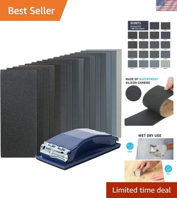 108PCS Silicone Carbide Sandpaper Set 60-5000 Grit with Ergonomic Sanding Block