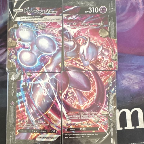Mewtwo V-UNION 4-Card Set SWSH Black Star Promos Holo EN 2021 SWSH159-162