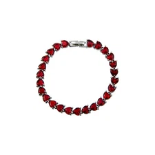 The Skyline Collection January Birthstone Red Garnet Heart Tennis Bracelet