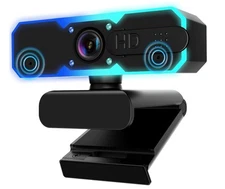 NBPOWER 1080P 60FPS Streaming Camera Webcam with Microphone and Fill RGB Light,A