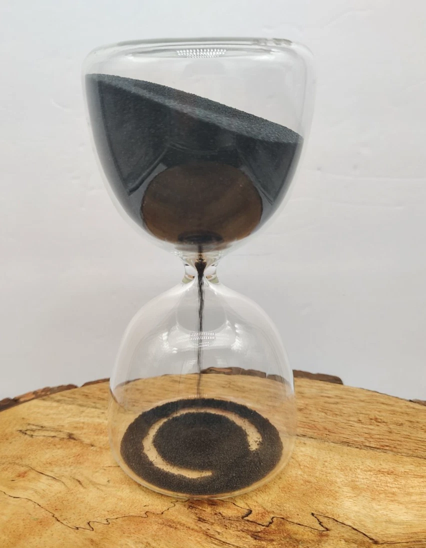 Hand-Blown Glass Sand 10 Min Clock Timer Black Sand Hourglass IKEA 6x3 Inches