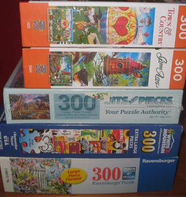 lot 5 ~ 300 pc Puzzles Complete BIRDS & FLOWERS I Remember Those FARMLAND FROLIC
