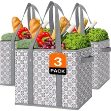 Reusable Grocery Bags 3 Pack,Large Grocery Tote Bag Water Resistant Shopping ...