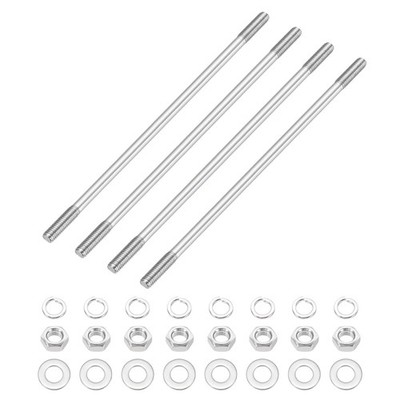 4Set M6x140mm Double Pins, 304 Steel with Nut + Washer