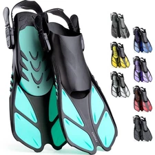 CAPAS Snorkel Fins, Swim Travel Size Short Adjustable for Snorkeling Diving