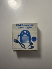 Mini FM Scanner Radio with Light/Headphones with Batteries Blue NEW