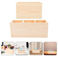  2 Pcs Portapenne in Legno Portaspazzole Container Della Scrivania Dell'ufficio
