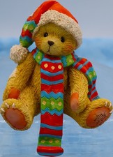 Cherished Teddies 1993 Christmas Bear Santa Hat Colorful Scarf Figurine 914885