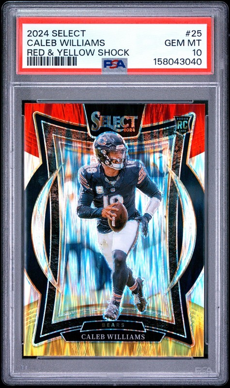 2024 Select Concourse Caleb Williams #25 Red & Yellow Shock (RC) PSA 10 GEM