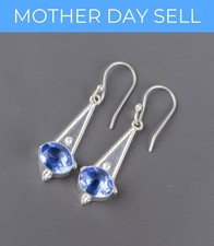 925 Silver TANZANITE Dangling Sister New Channel Set Elegant Earrings Jewelry