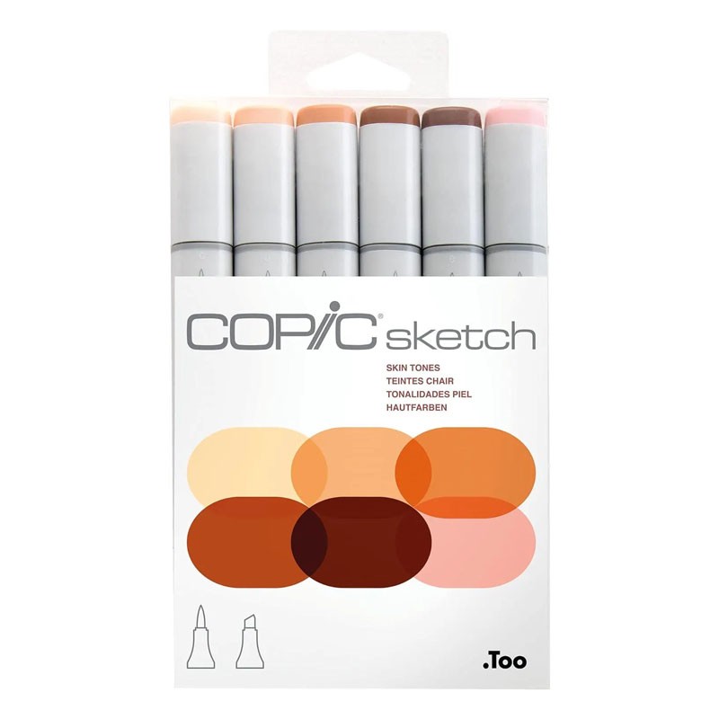 Copic Sketch, Alcohol Markers, 6pc Set, Skin Tone Edition (D