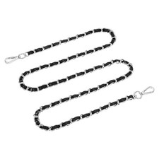 55" Purse Strap with Buckle for Shoulder and Cross Body Black Silver 