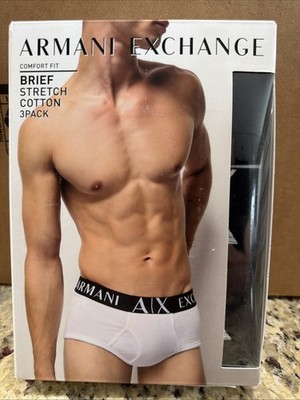 3 Pack Armani Exchange Black On Black Cotton Stretch Briefs Large  $65 Retail