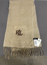 New LAUREN RALPH LAUREN Bold Logo Pocket Scarf with Fringe