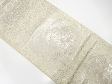 7474083: JAPANESE KIMONO / ANTIQUE FUKURO OBI / SILK / WOVEN FLORAL CREST