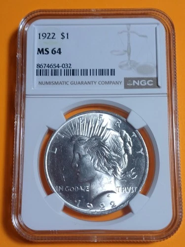 1922 $1 MS64 NGC PEACE DOLLAR  HIGH GRADE  U.S.  .90 SILVER DOLLAR !!!!!!!!!!!!!