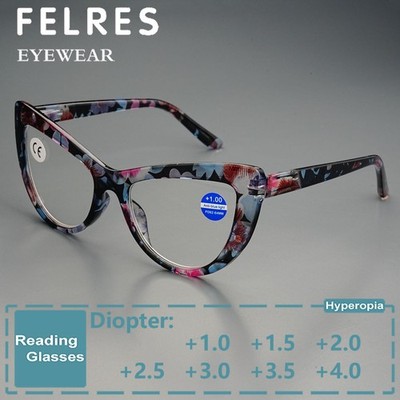 Women Cat Eye Blue Light Blocking Reading Glasses Clear Lens Presbyopic Glasses