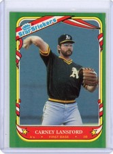 1987 FLEER STAR STICKERS CARNEY LANSFORD #71 ATHLETICS AS SHOWN FLAT $1 SHIPPING