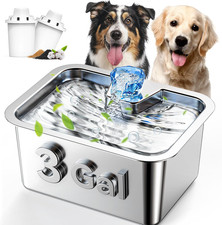3 Gallon Stainless Steel Dog Water Fountain Large Pet Water Dispenser Filtered