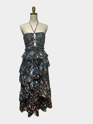 Ulla Johnson Simona Midi Dress Tiered Ruffle Halter Women's Size Small
