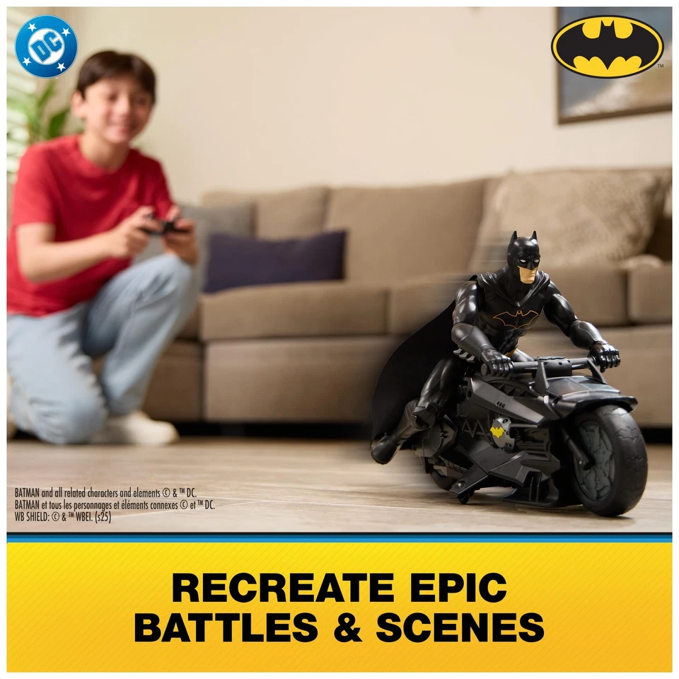 DC Comics, Batman Stealth Remote Control Batcycle with 12 Batman Action Figur... - Image 2 of 4