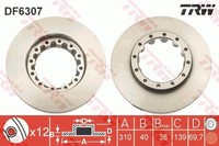 2X Bremsscheibe TRW Single DF6307S FüR Canter Fuso 7