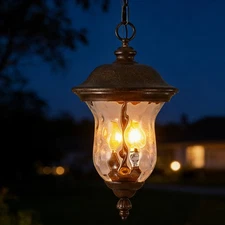 19 Inch Outdoor Pendant Light Weatherproof Vintage Hanging Lantern Patio Fixture