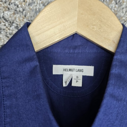 Helmut Lang Shirt Mens Small Navy Blue Button Up Mini Sleeve Cotton Casual - Picture 6 of 8