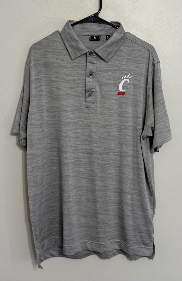FootJoy Men’s Large Cincinnati Bearcats Gray XII Big 12 Performance Golf Polo - Image 2 of 4